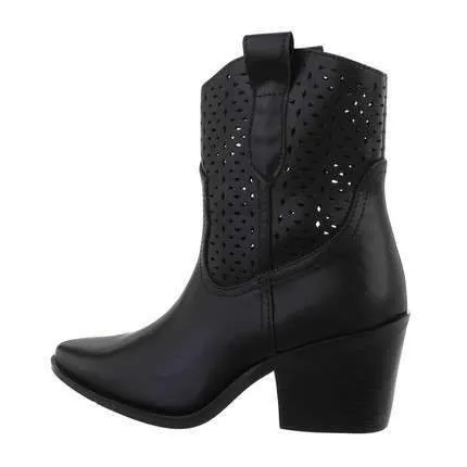 Faith Cowboy Style Chunky Heel Ankle Boots