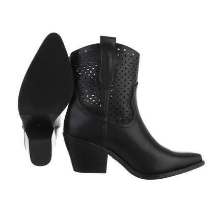 Faith Cowboy Style Chunky Heel Ankle Boots