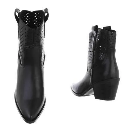 Faith Cowboy Style Chunky Heel Ankle Boots