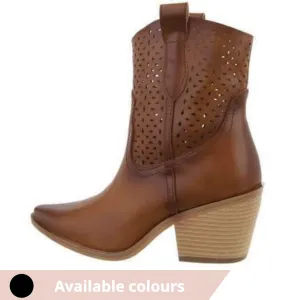 Faith Cowboy Style Chunky Heel Ankle Boots