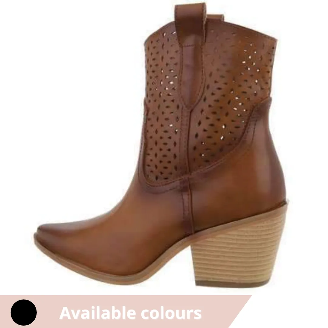 Faith Cowboy Style Chunky Heel Ankle Boots