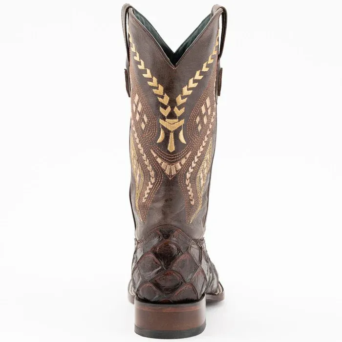 Ferrini Bronco Men's Print Pirarucu Fish Boots Handcrafted Chocolate 4339309
