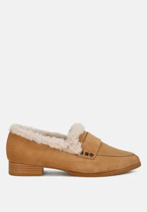 Fur Trim Suede Loafers By RAG