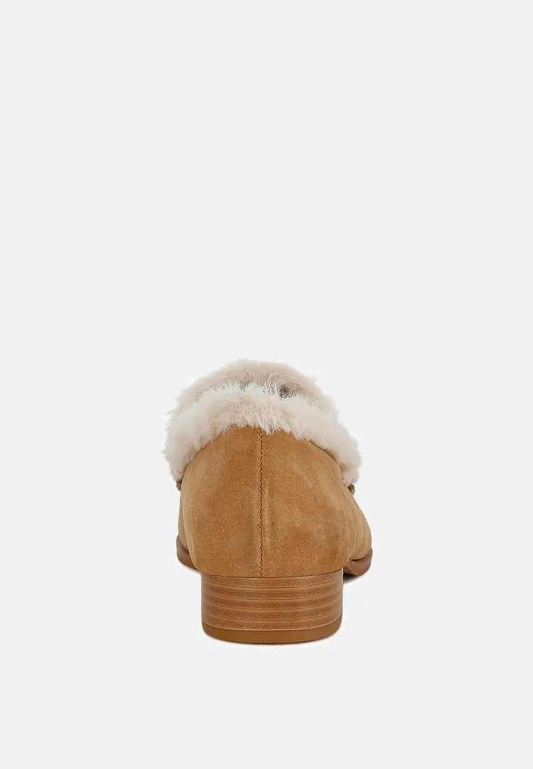 Fur Trim Suede Loafers By RAG