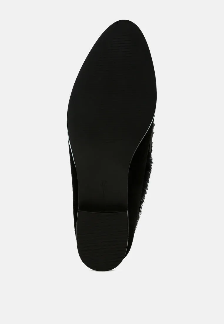 Fur Trim Suede Loafers By RAG