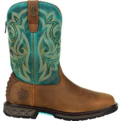 Georgia Women's Carbo Tec LT 10" Steel Toe Waterproof Zip Western Work Boot- GB00386