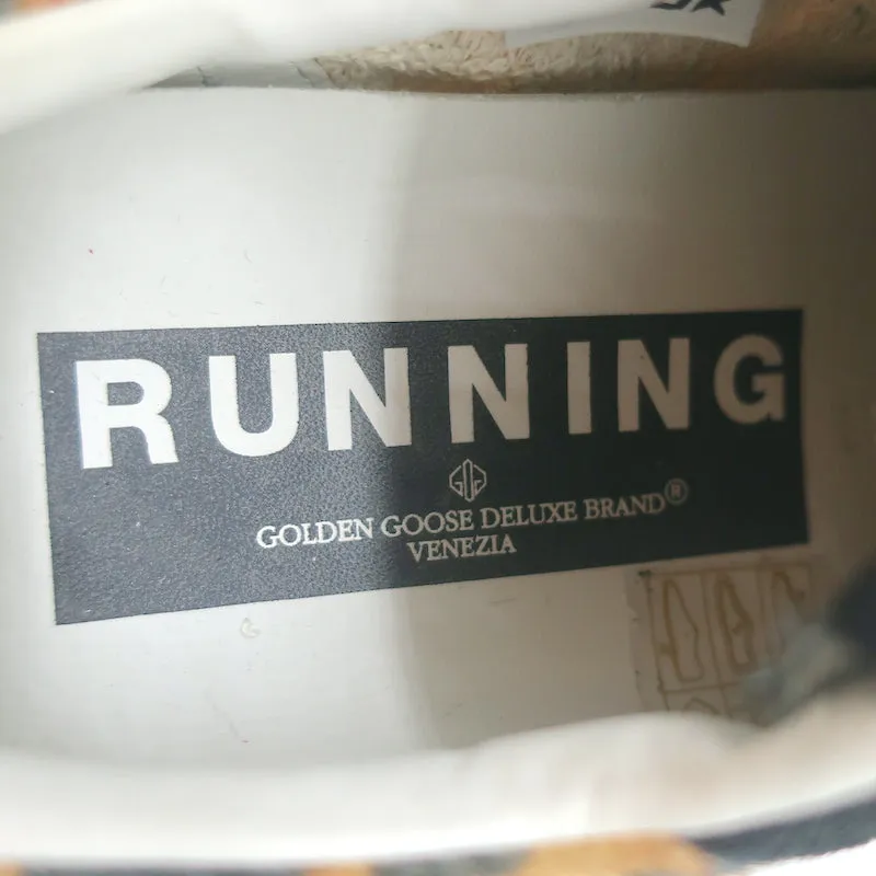 Golden Goose Leopard Running Sole Sneakers Black Suede & White Mesh Size 36