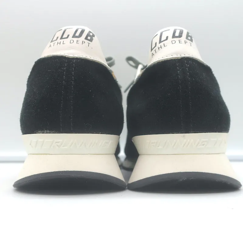 Golden Goose Leopard Running Sole Sneakers Black Suede & White Mesh Size 36