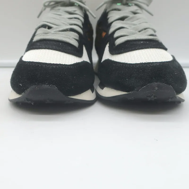 Golden Goose Leopard Running Sole Sneakers Black Suede & White Mesh Size 36