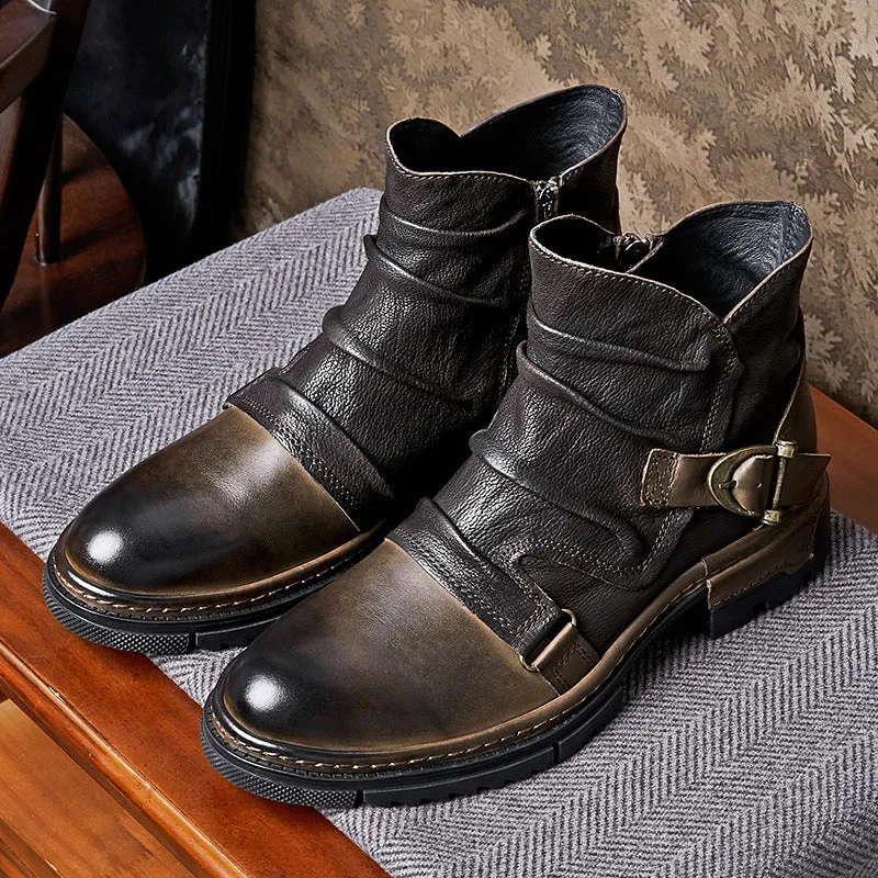 Harding Leather Biker Boots