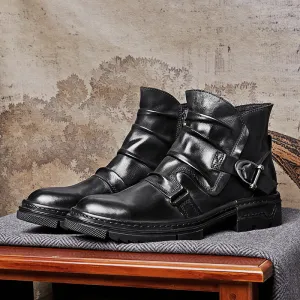 Harding Leather Biker Boots