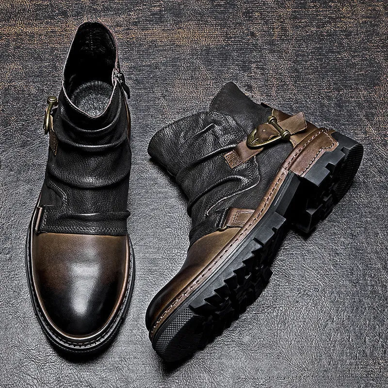 Harding Leather Biker Boots