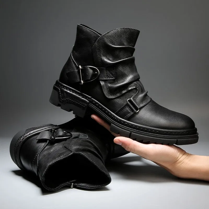 Harding Leather Biker Boots