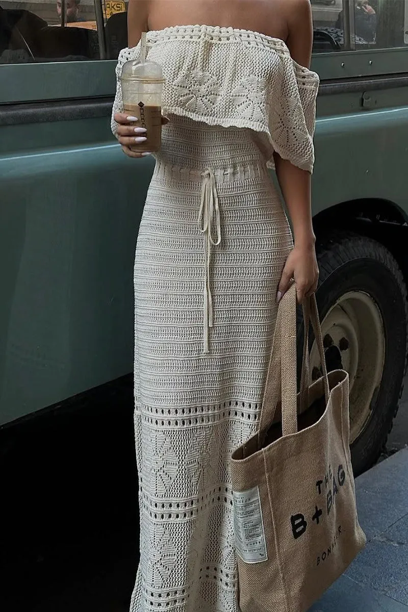 HBZ1307 Crochet Knit Maxi Dress