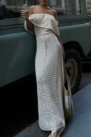 HBZ1307 Crochet Knit Maxi Dress