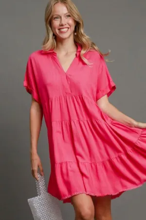 Hot Pink Tiered Dress