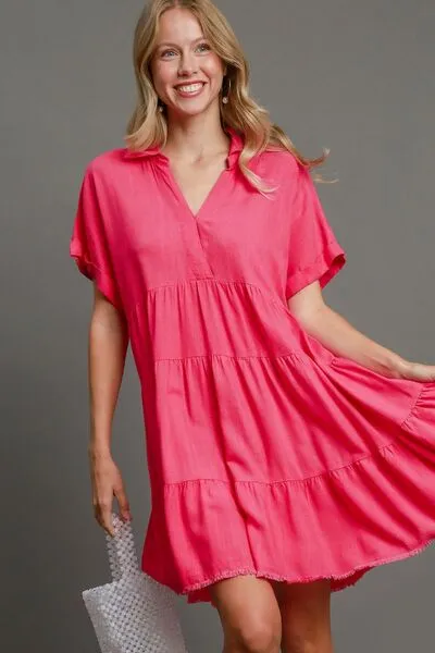 Hot Pink Tiered Dress