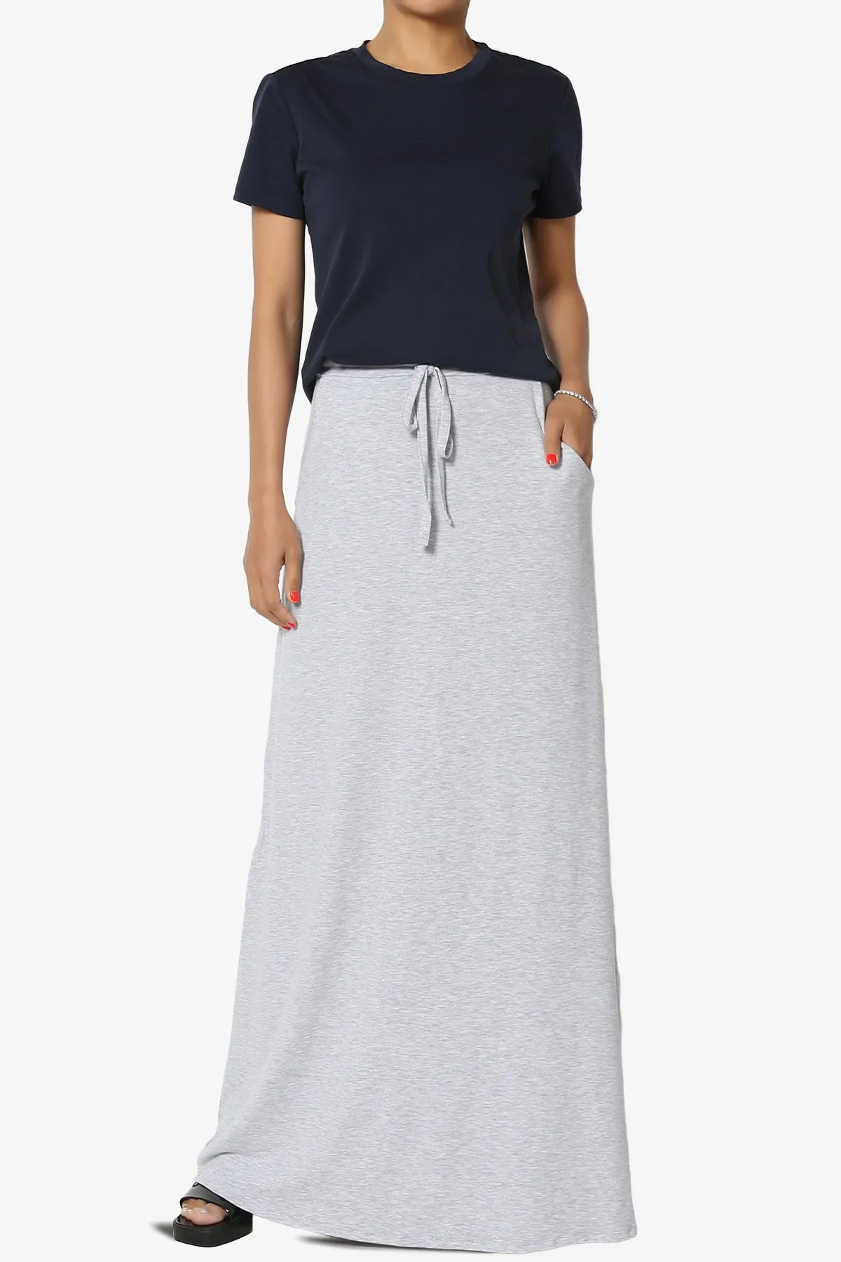 Izzie Drawstring Pocket Jersey Maxi Skirt