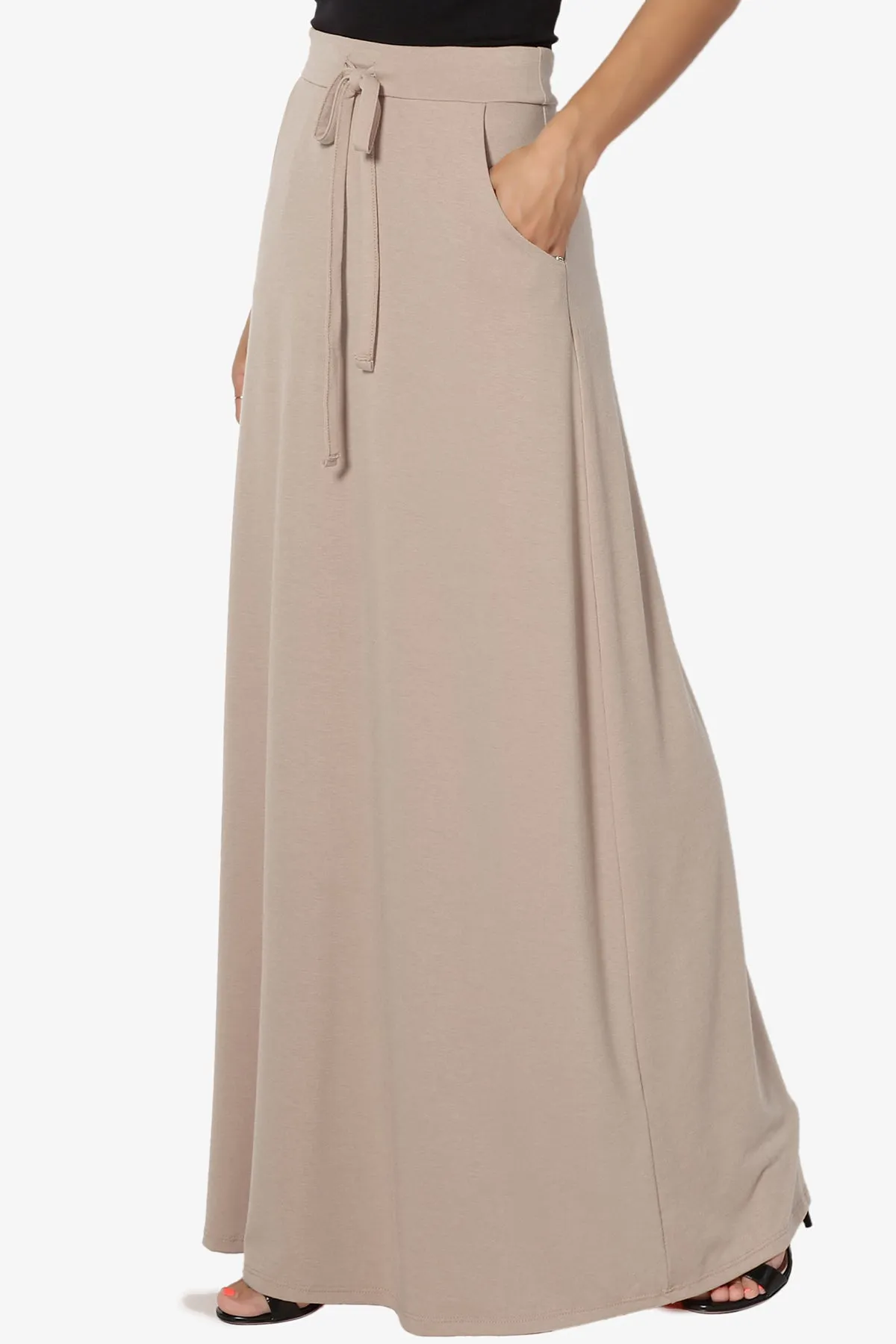 Izzie Drawstring Pocket Jersey Maxi Skirt