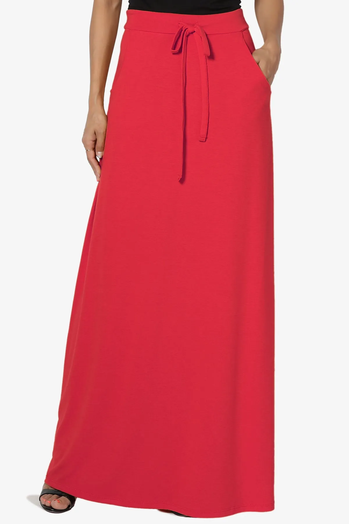 Izzie Drawstring Pocket Jersey Maxi Skirt