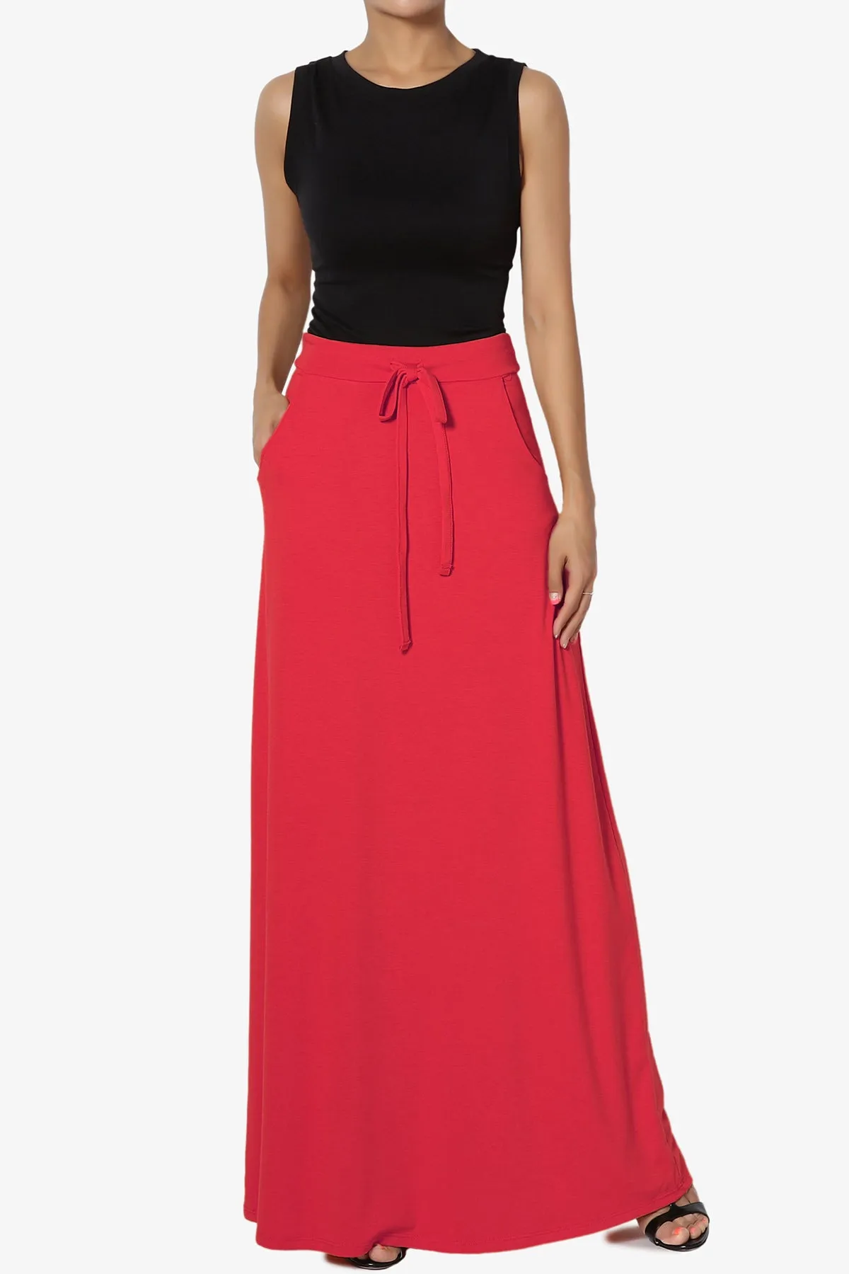 Izzie Drawstring Pocket Jersey Maxi Skirt