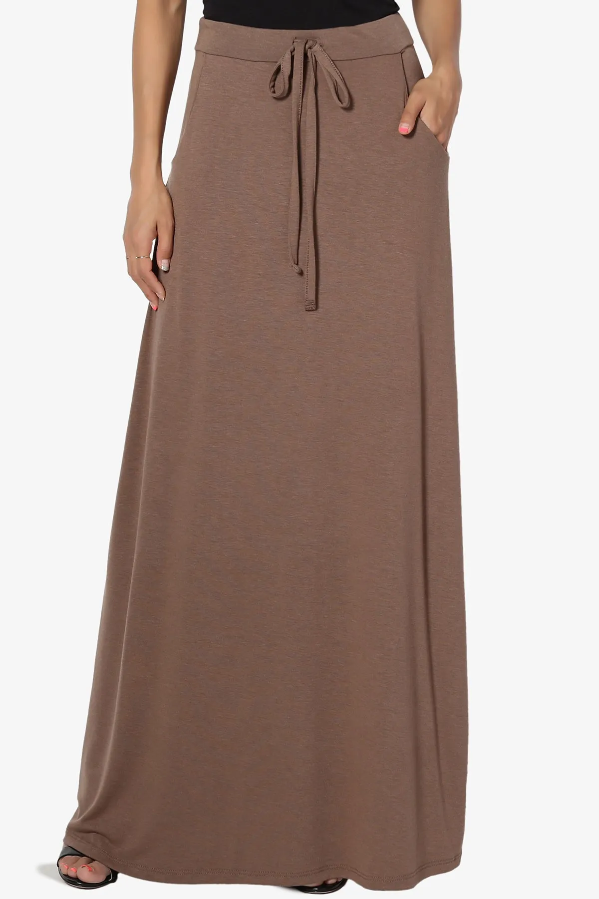 Izzie Drawstring Pocket Jersey Maxi Skirt