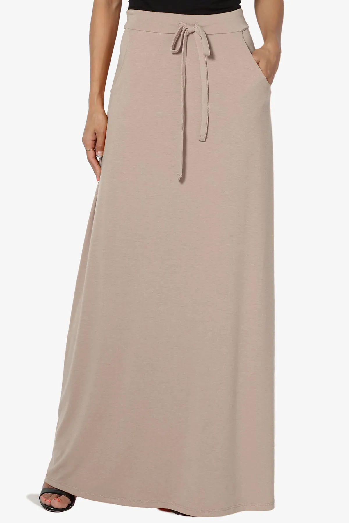 Izzie Drawstring Pocket Jersey Maxi Skirt