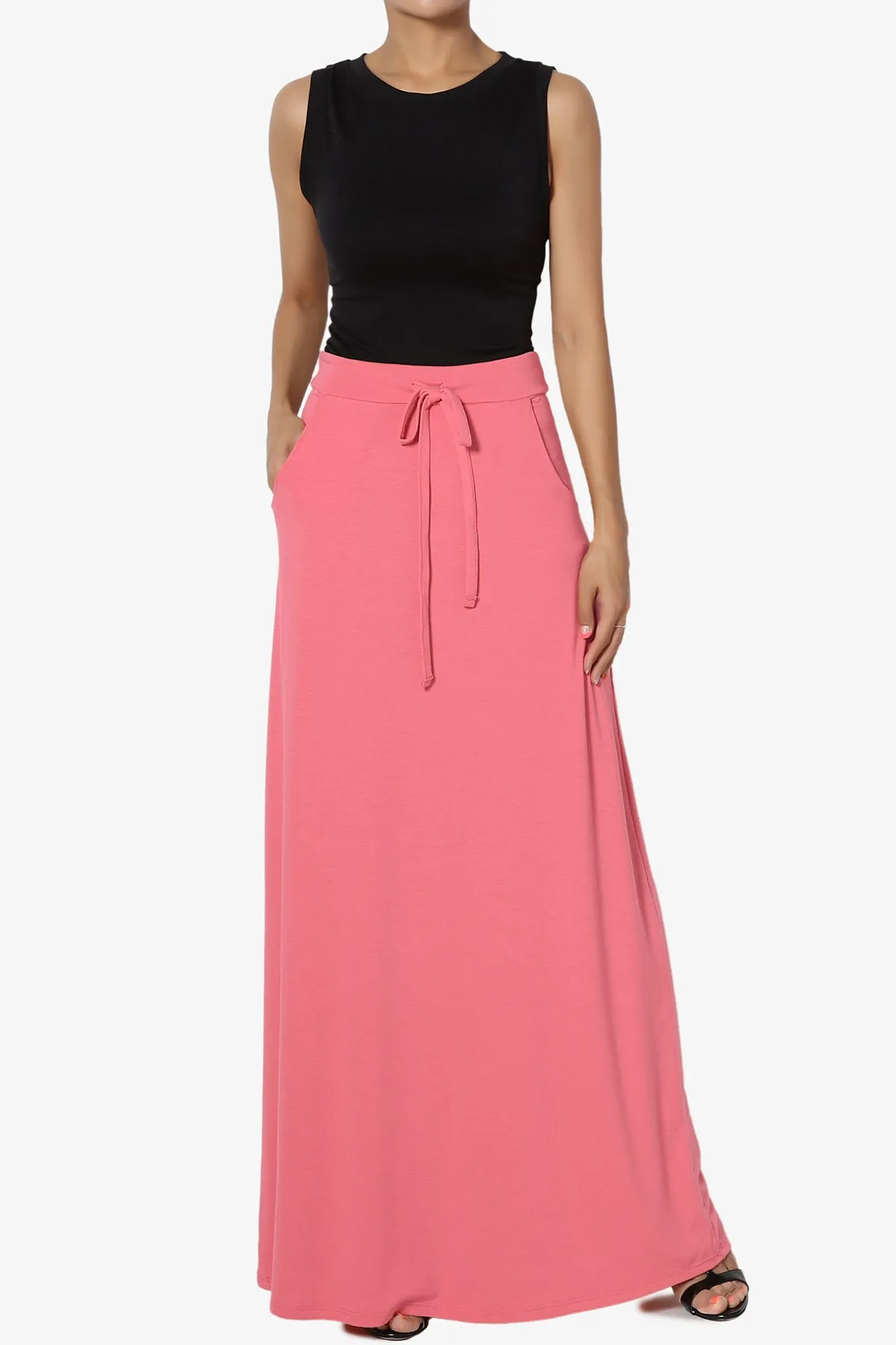 Izzie Drawstring Pocket Jersey Maxi Skirt