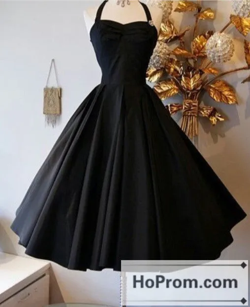 Knee Length Black A-Line Prom Dresses Homecoming Dresses