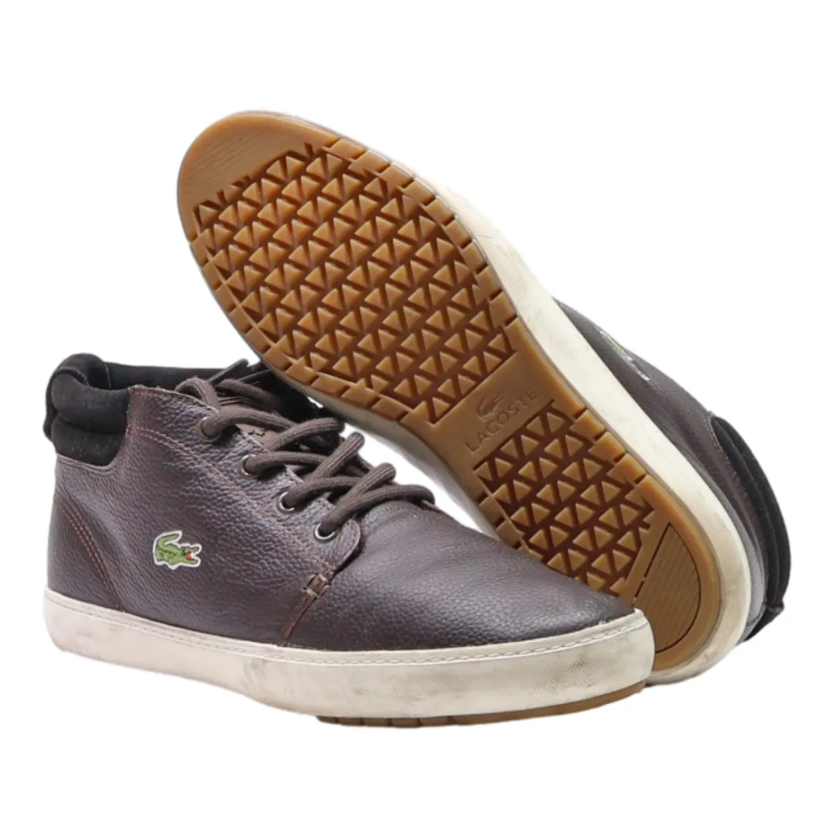 LACOSTE Chukka Boots Black Leather Mens UK 8