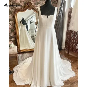 Lakshmigown Summer Boho Scoop Neck Wedding Dress for Women 2024 A line Backless Bridal Gown brautkleid lange