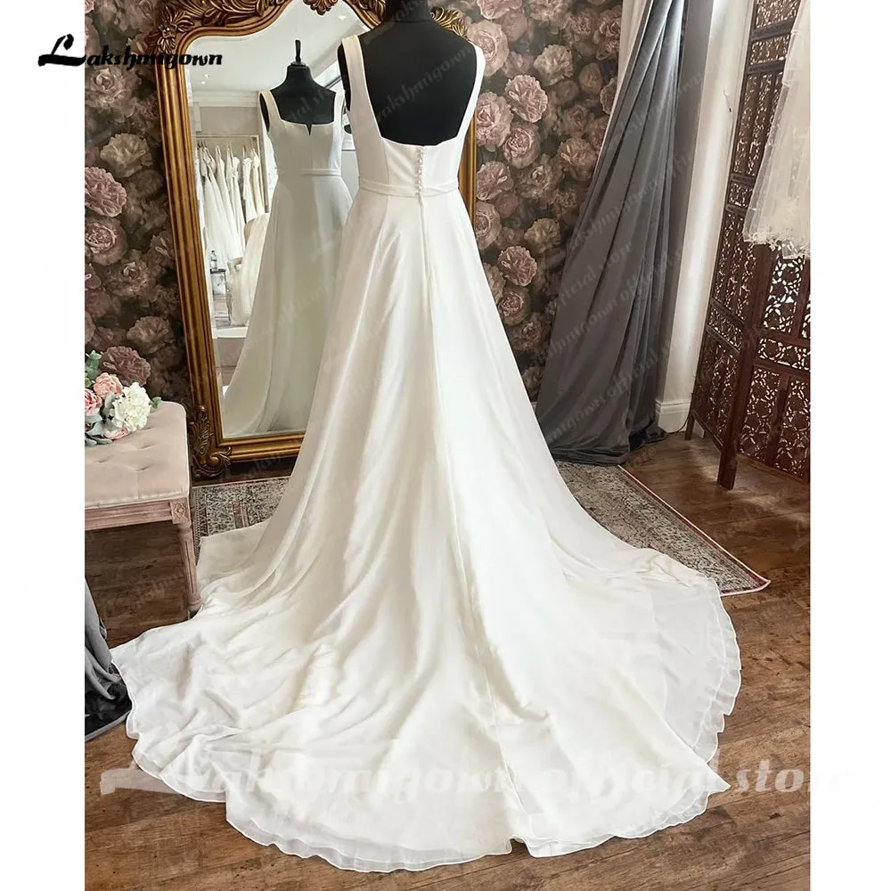 Lakshmigown Summer Boho Scoop Neck Wedding Dress for Women 2024 A line Backless Bridal Gown brautkleid lange