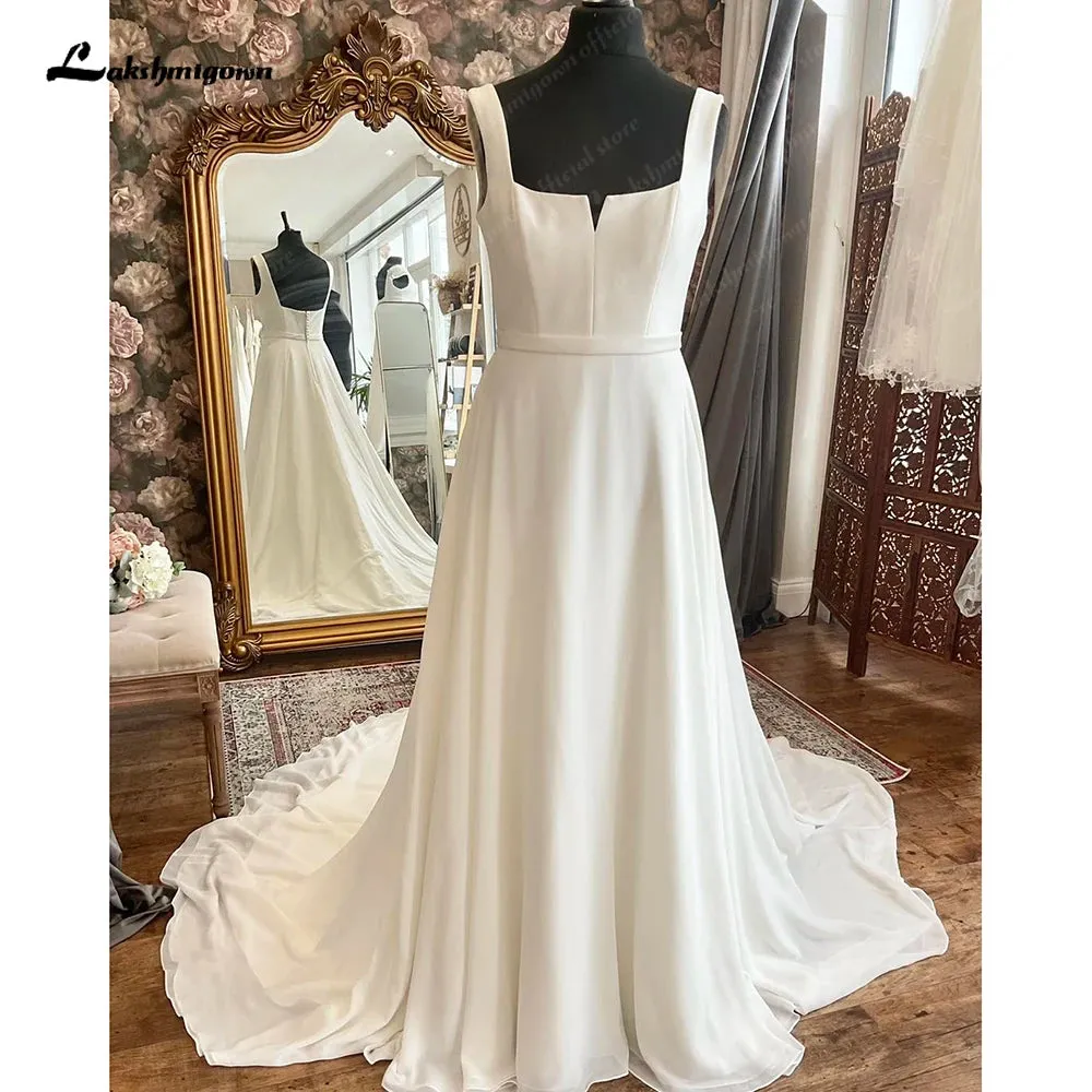 Lakshmigown Summer Boho Scoop Neck Wedding Dress for Women 2024 A line Backless Bridal Gown brautkleid lange