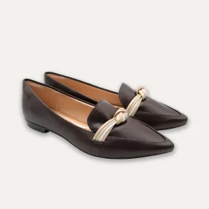 Leandra Coffee Knotted Loafers