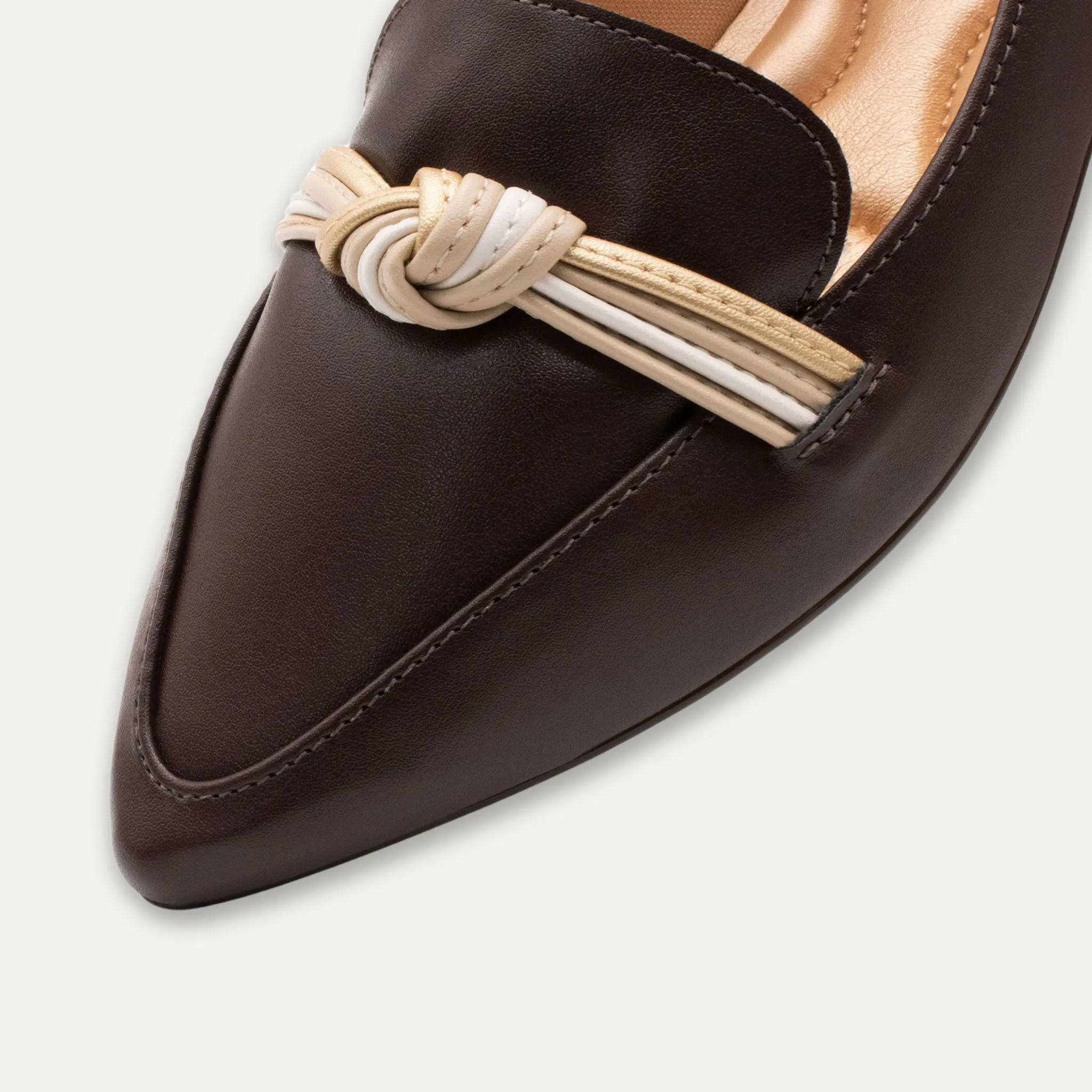 Leandra Coffee Knotted Loafers