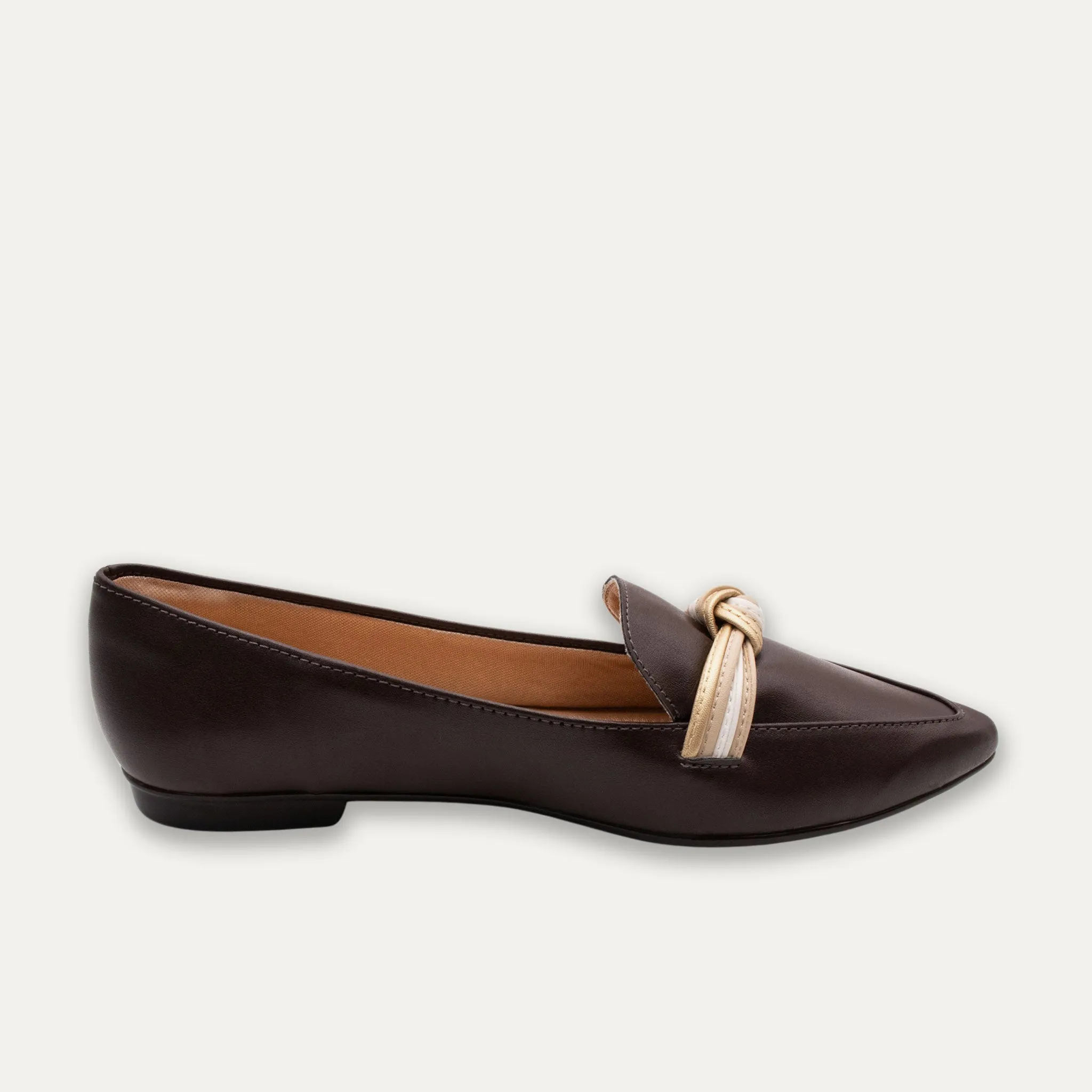 Leandra Coffee Knotted Loafers