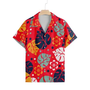 LEAVES PRINTED ALOHA SHIRT