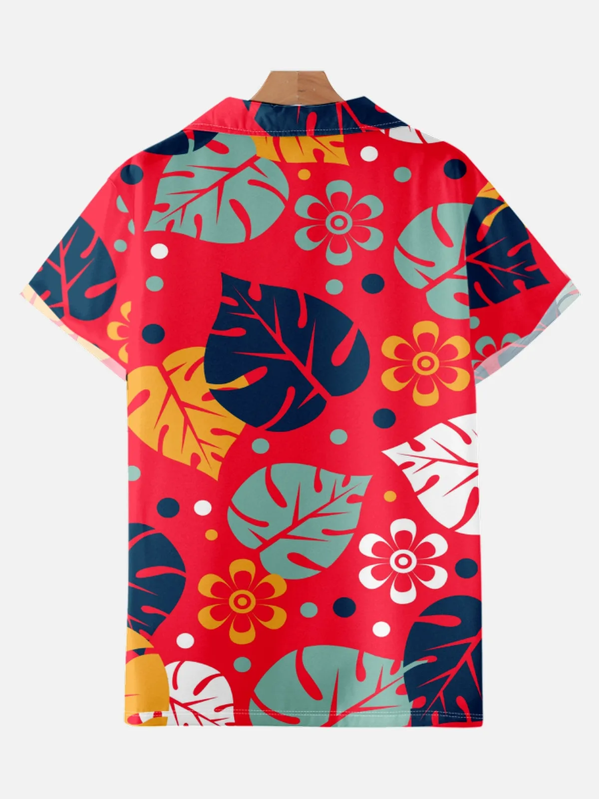 LEAVES PRINTED ALOHA SHIRT