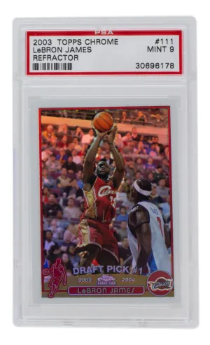 Lebron James 2003 Topps Chrome Refractor #111 Cavaliers Rookie Card PSA 9