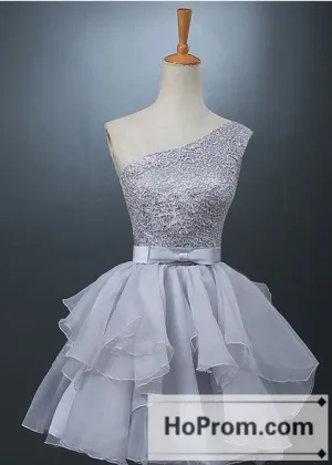 Lovely One-shoulder Short Chiffon Prom Dresses Homecoming Dresses