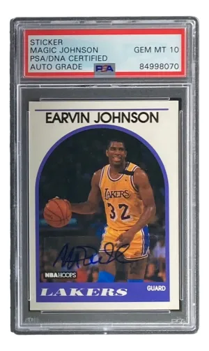 Magic Johnson Signed LA Lakers 1989 NBA Hoops #270 Trading Card PSA/DNA Gem MT