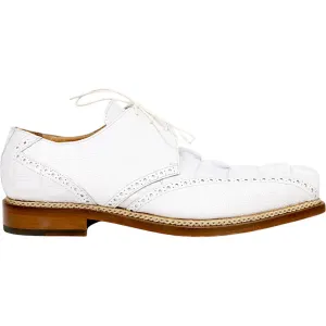 Mauri Don Men's White Exotic Hornback Tail / Pebble Grain Leather Derby Shoes