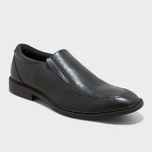 Men's 7 Toby Dress Shoes with Memory Foam Insole - Goodfellow & Co Black: Slip-on Loafers, Block Heel, Treaded Outsole