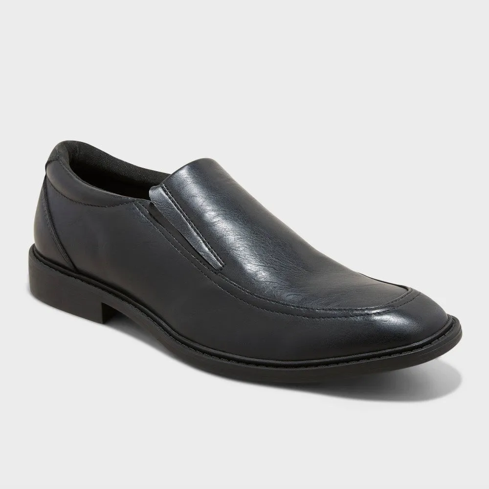Men's 7 Toby Dress Shoes with Memory Foam Insole - Goodfellow & Co Black: Slip-on Loafers, Block Heel, Treaded Outsole