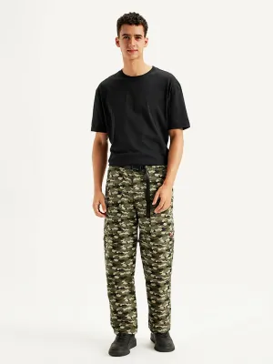 Men's Olive Regular Fit Cargo Trousers