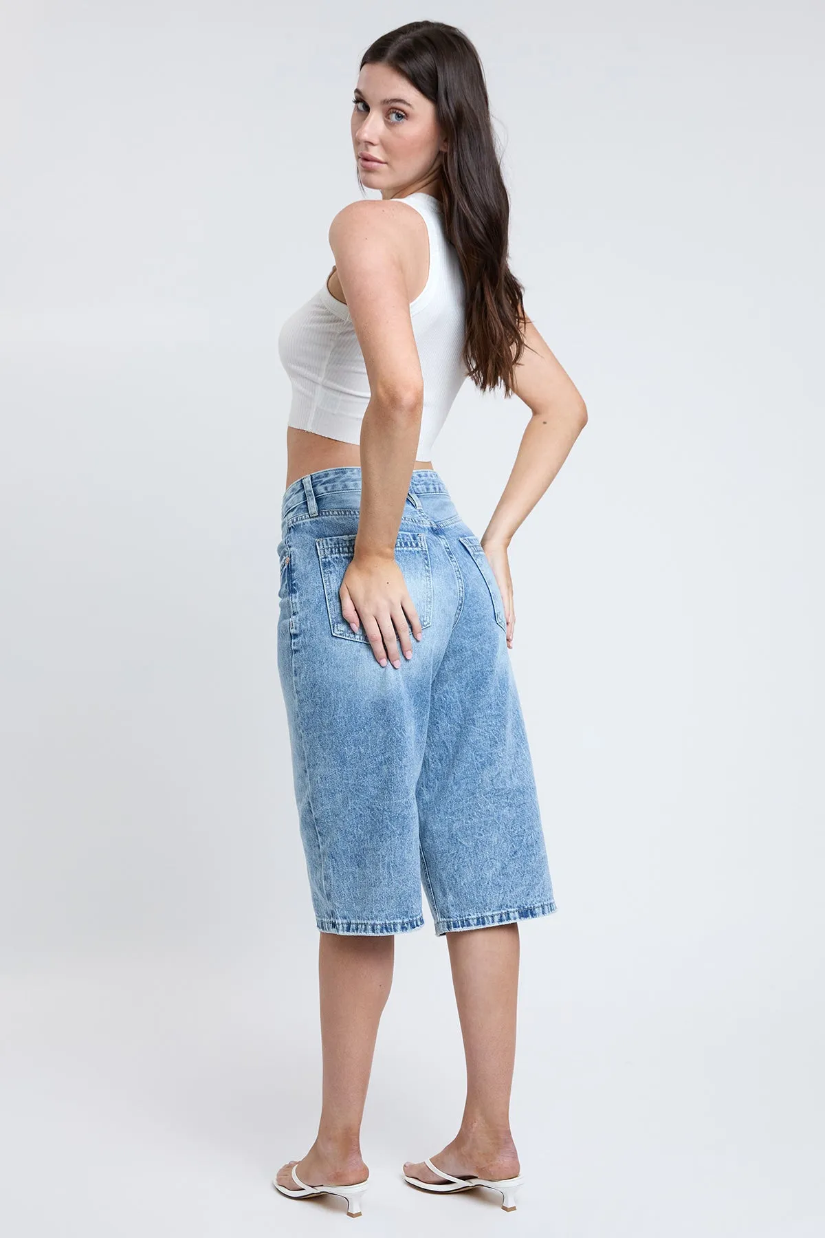 Mid Rise Relaxed Fit Rigid  Wide Leg Jorts, Pack of 12