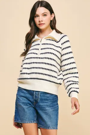 Navy & White Striped Sweater