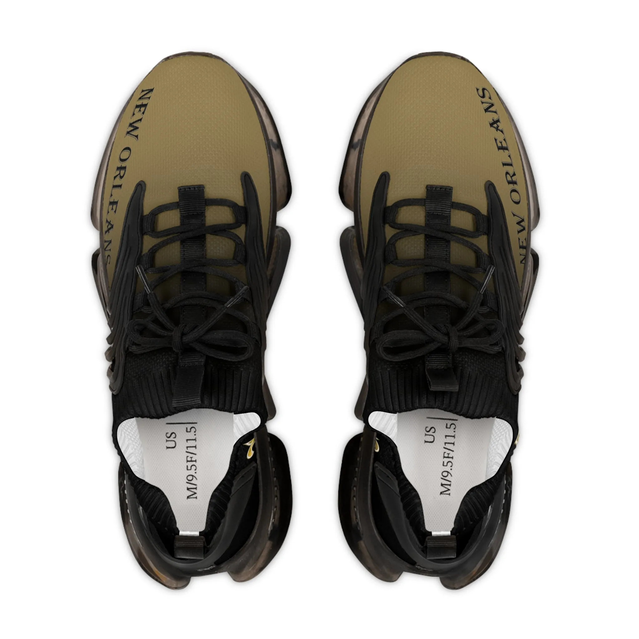 New Orleans Men's Mesh Sports Sneakers Black & Gold