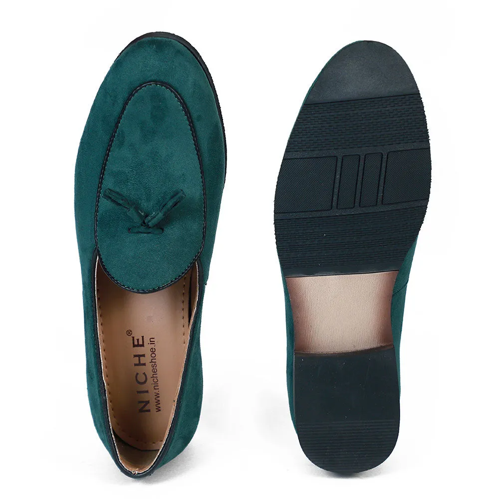 NICHE Green Suede Dapper Tassel Loafers