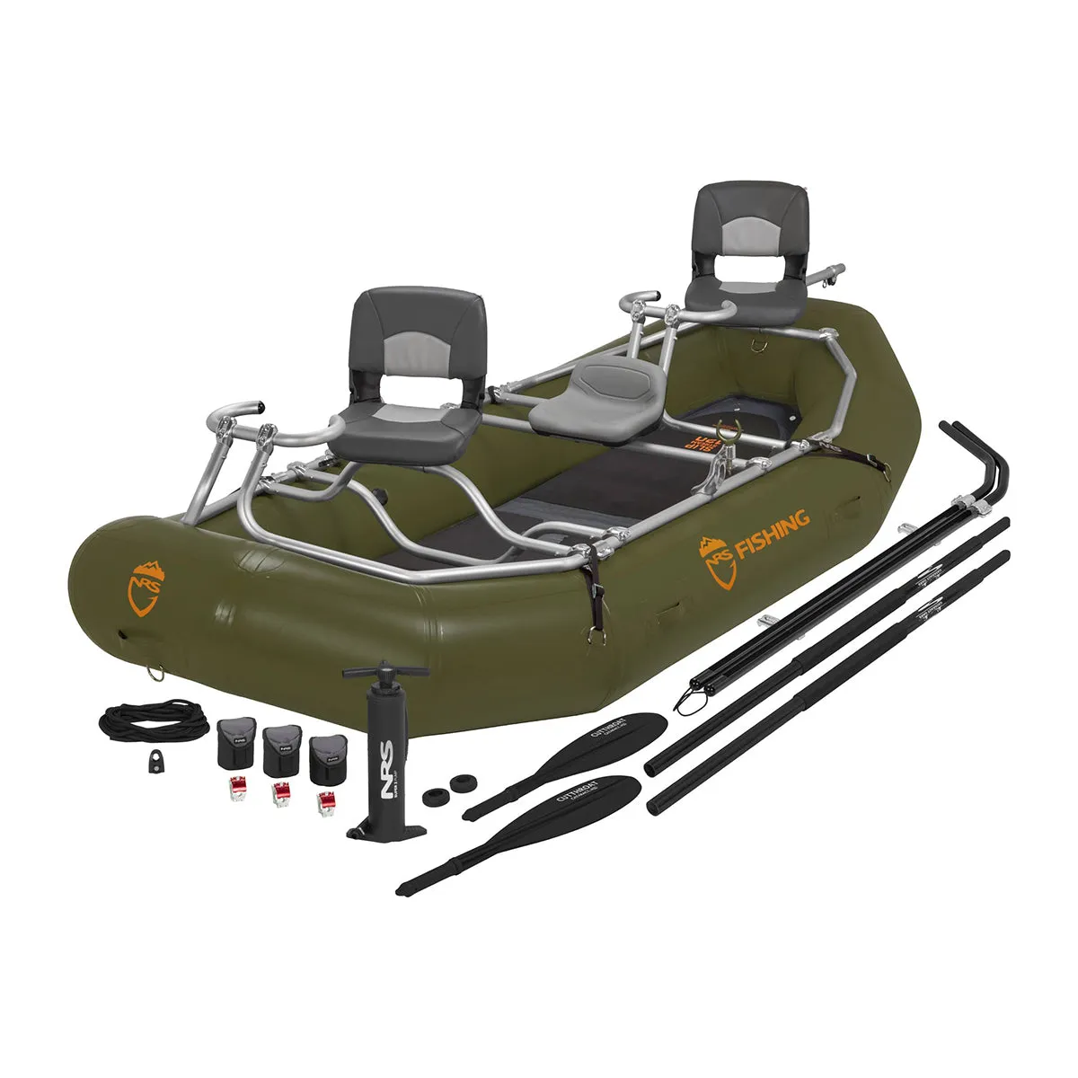 NRS Slipstream 120 Fishing Raft Olive Deluxe Package